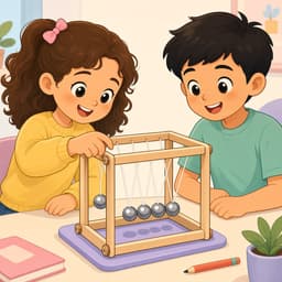 親子場景示意（插畫童像＋牛頓擺產品）
