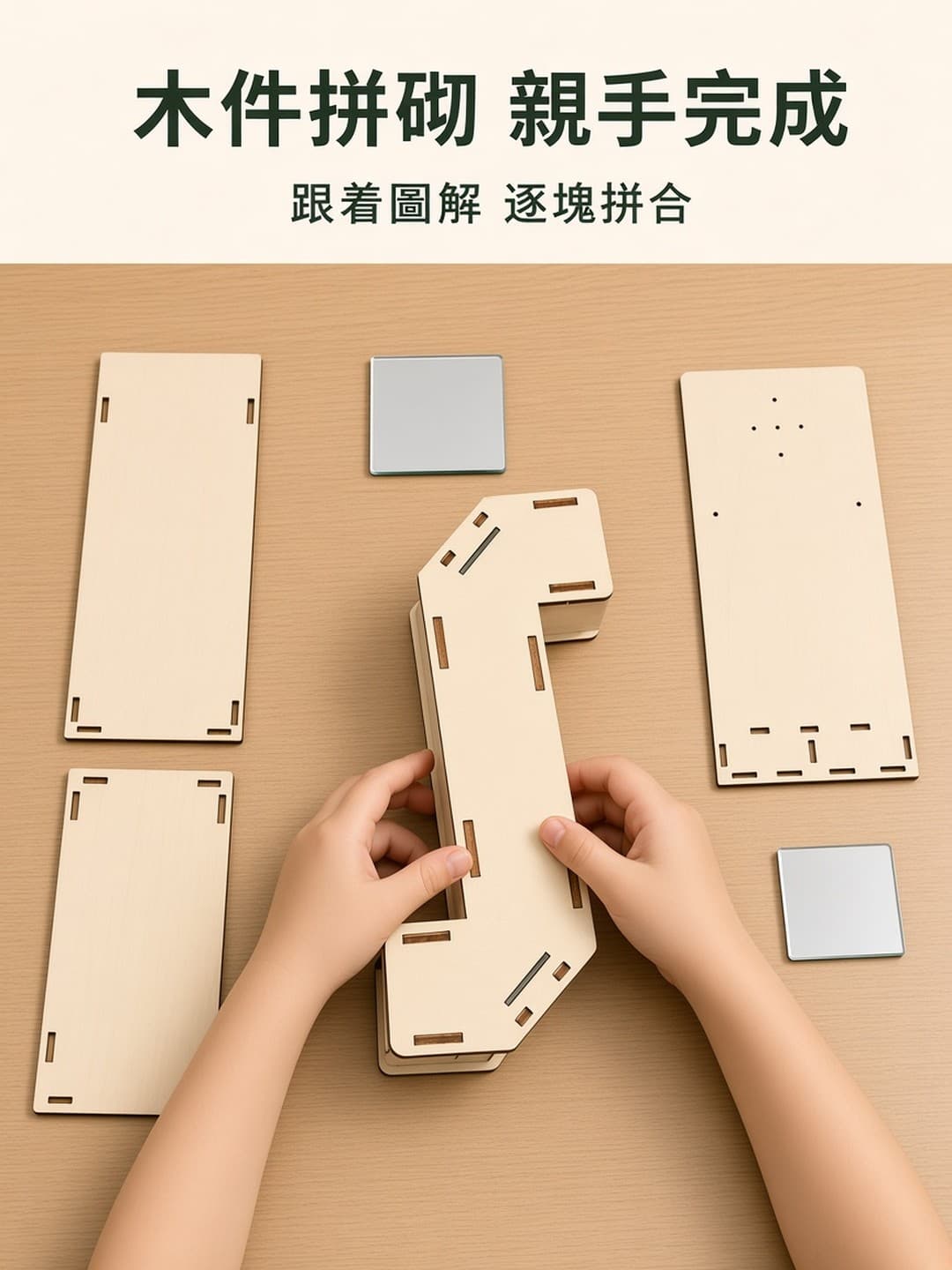 木件拼砌 親手完成潛望鏡