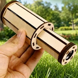 手持木製望遠鏡 戶外草地