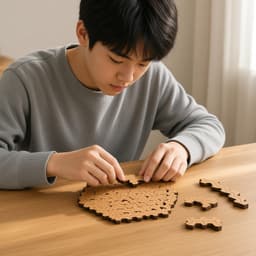 專注拼六角形木拼圖（AI示意圖）