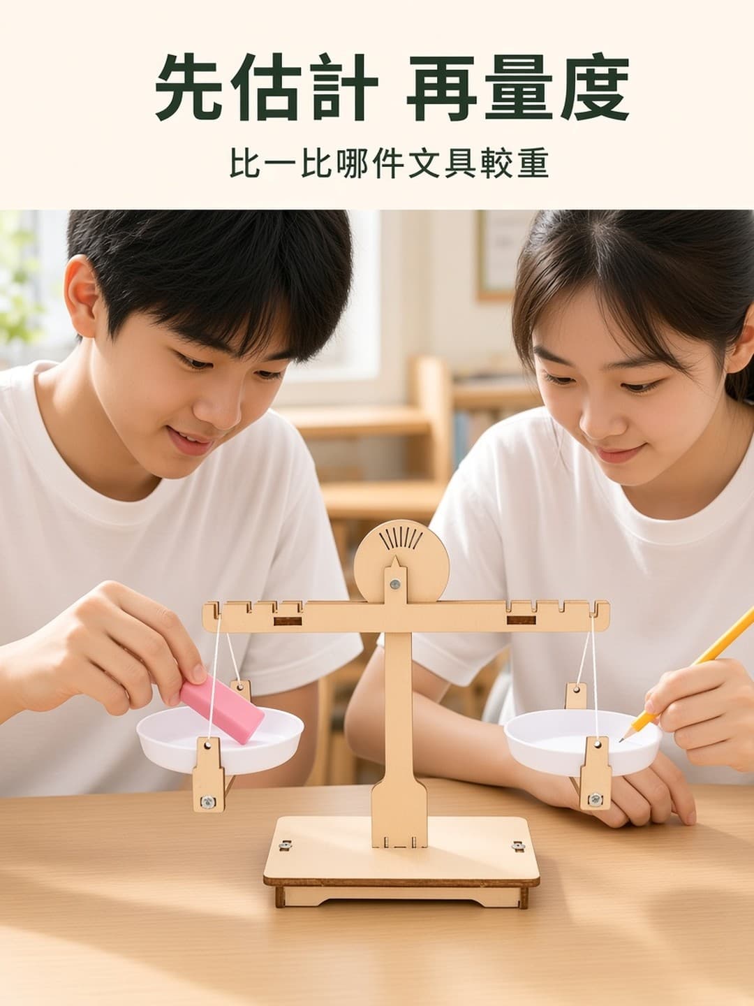 一齊比較兩件文具輕重