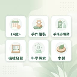 音樂盒特點：14歲+、手作組裝、手搖非電動、機械發聲、科學探索、木製