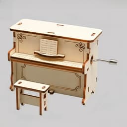 DIY 手搖木製鋼琴音樂盒 連小琴櫈