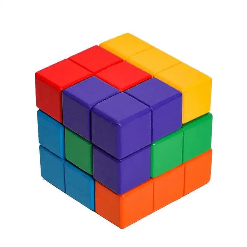 彩色木製索瑪立方體 3×3×3 已砌好