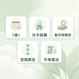 分子模型特點：7歲+、分子結構、動手砌模型、空間概念、不用電池