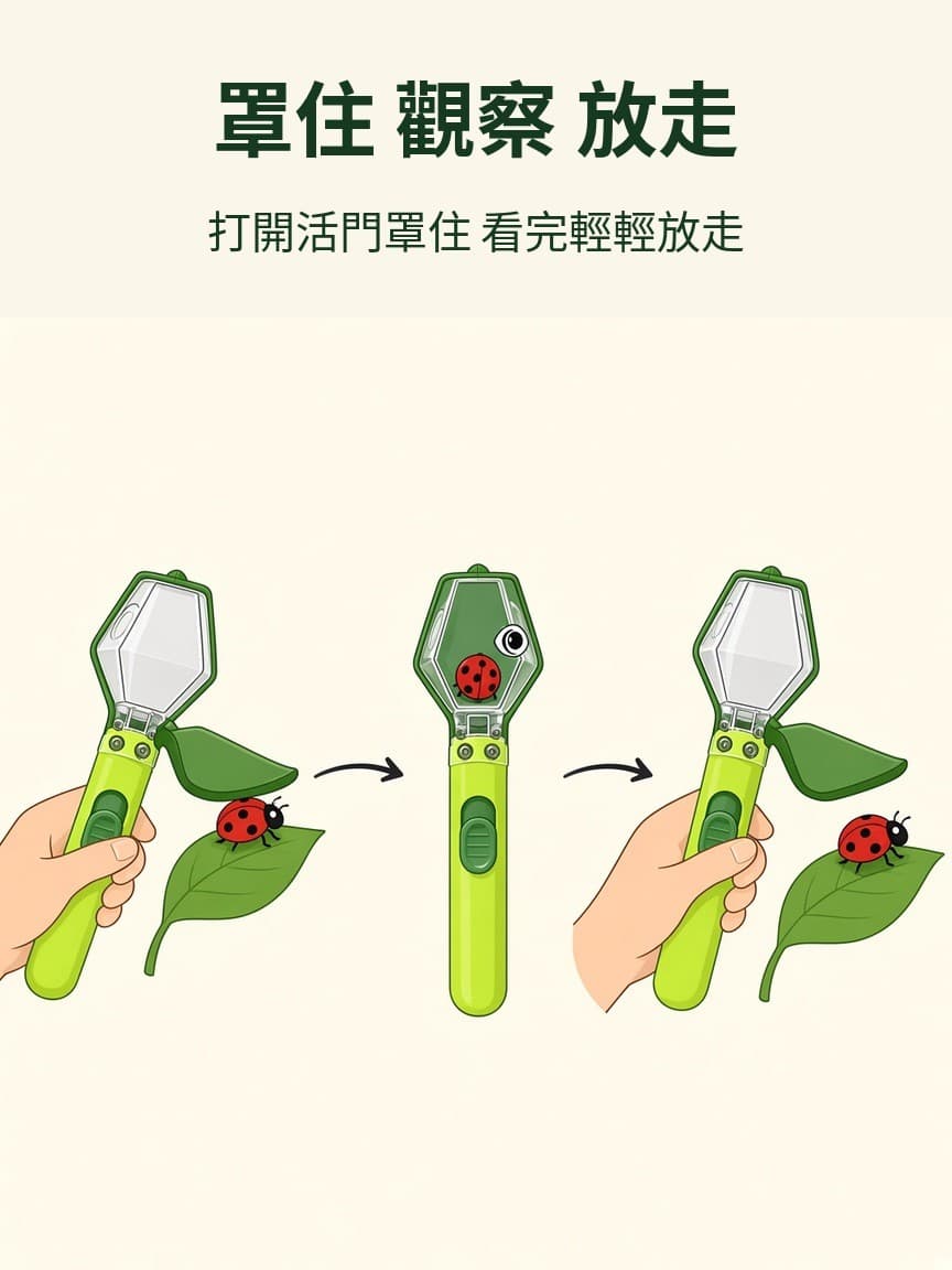 罩住 觀察 放走