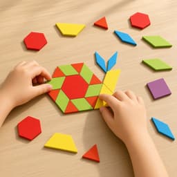 小手用拼塊砌出蝸牛圖案（AI示意圖）