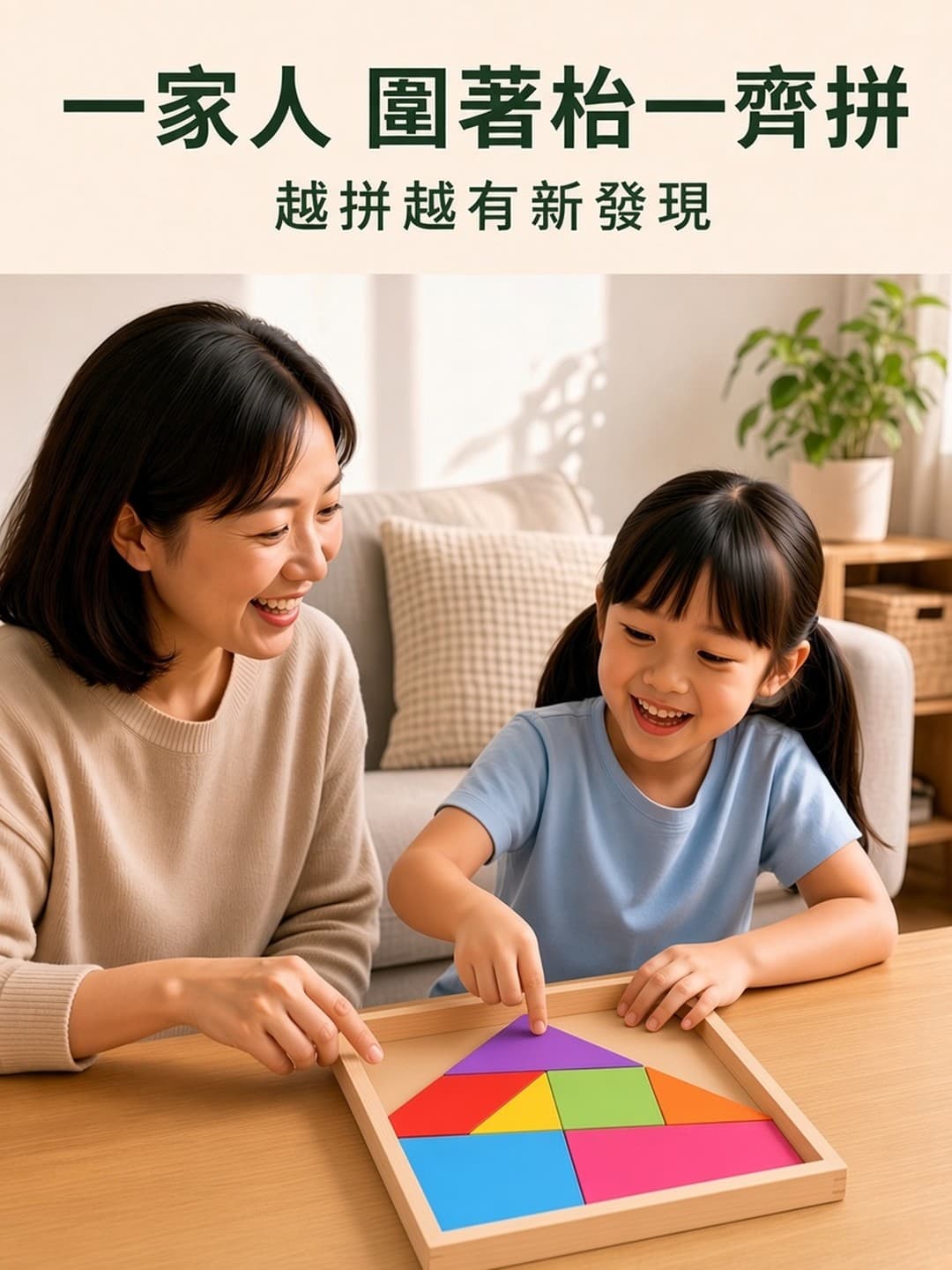 親子一齊拼七巧板