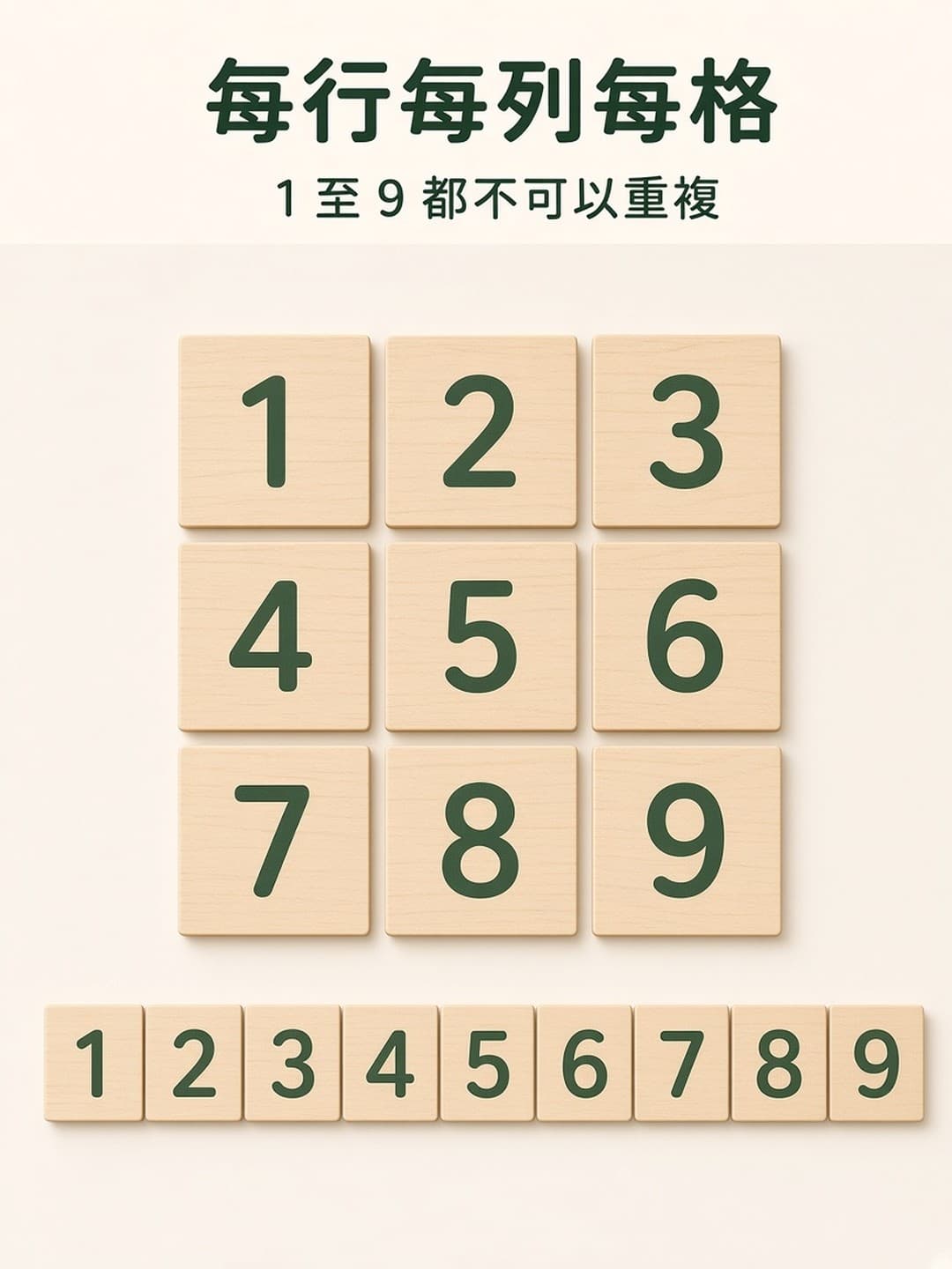 每行每列每格 1 至 9 不重複