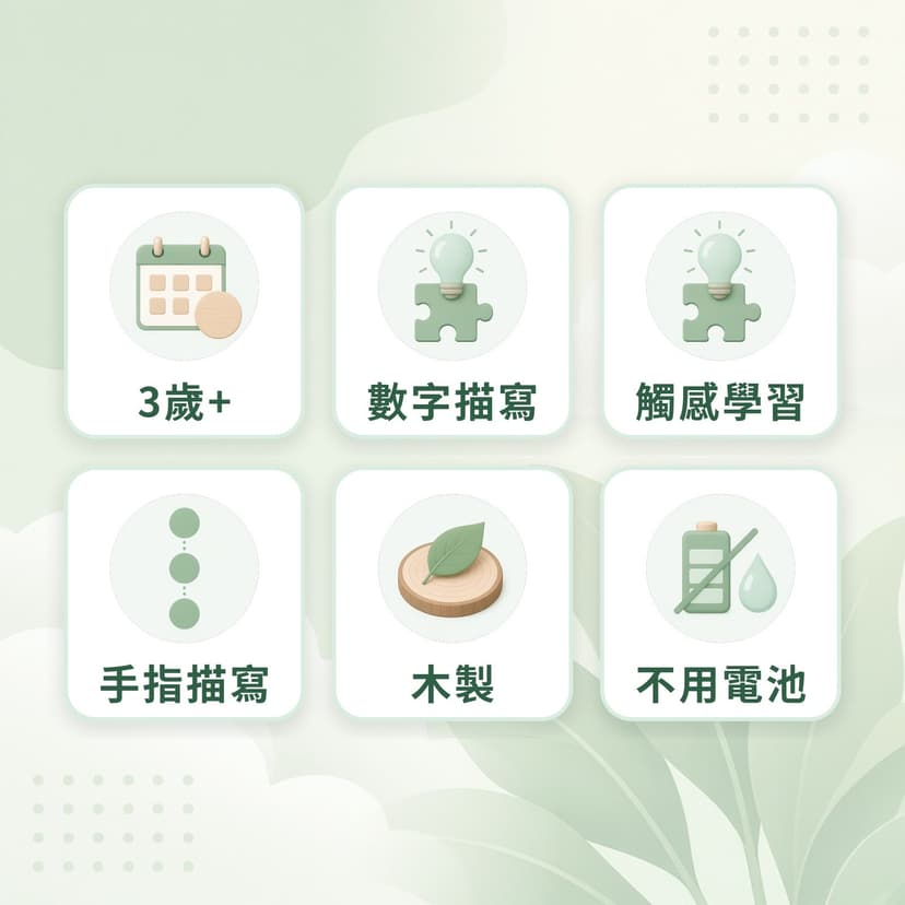 磨砂數字板特點:3歲+、數字描寫、觸感學習、手指描寫、木製、不用電池