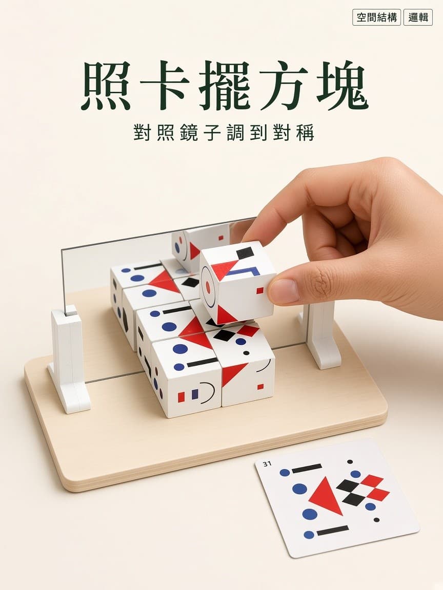 鏡前擺方塊 示意
