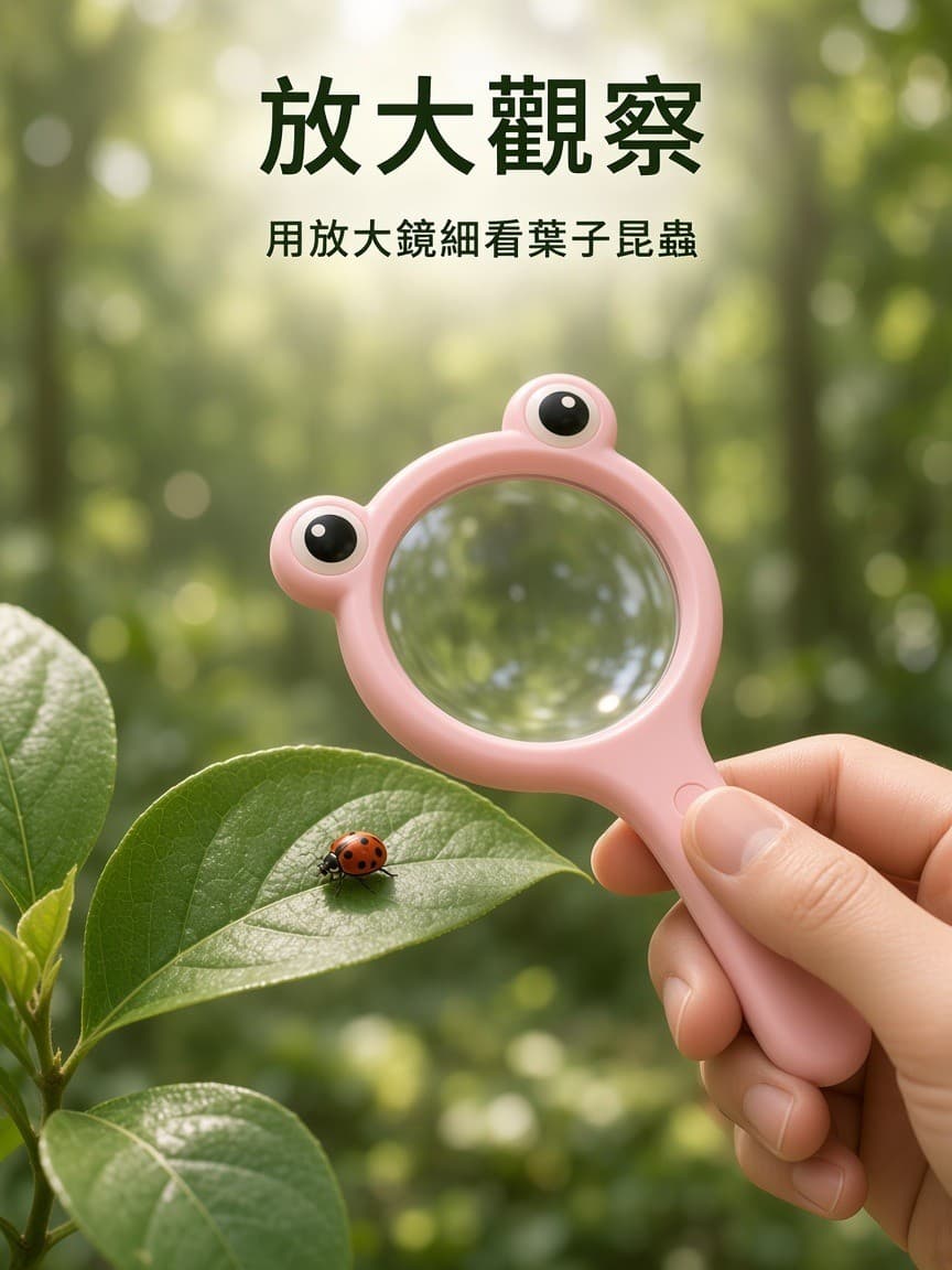 放大鏡觀察 示意